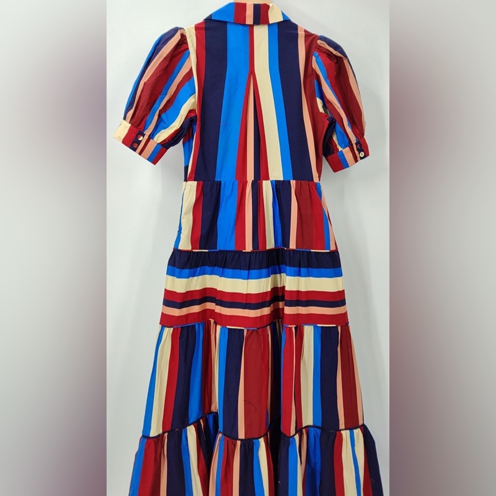 Farm Rio Multicolor Winter Stripes Short Sleeve Midi Dress - Picture 5 of 5